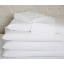 Fábrica Atacado 100 Algodão Percale Hotel Usado King Size Lençóis Brancos